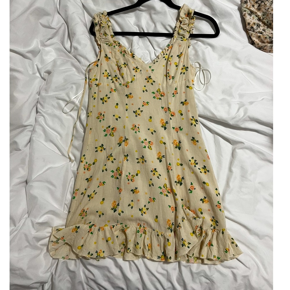 Floral Ruffle Mini Dress in Cream